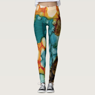 Leggings Légendes Abstraites Turquoises lumineuses