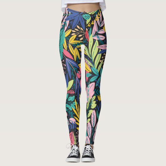 Leggings Légendes Abstraites vibrantes à motifs floraux (Devant)