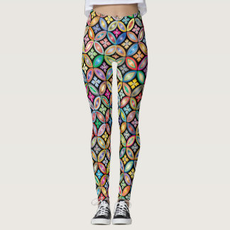 Leggings légendes aux fleurs géométriques colorées