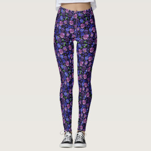 Leggings Légendes aux volets mauve et bleu