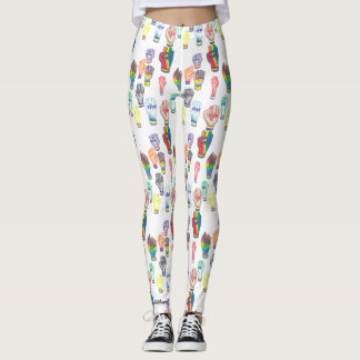 Leggings Légendes avec poings arc-en-ciel.