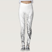 Leggings Légendes blanches avec branches d'arbres. (Devant)