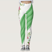 Leggings Légendes blanches florales vertes (Devant)