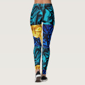 Leggings Légendes brillantes en soie bleue et or (Dos)