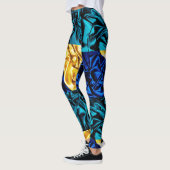 Leggings Légendes brillantes en soie bleue et or (Gauche)