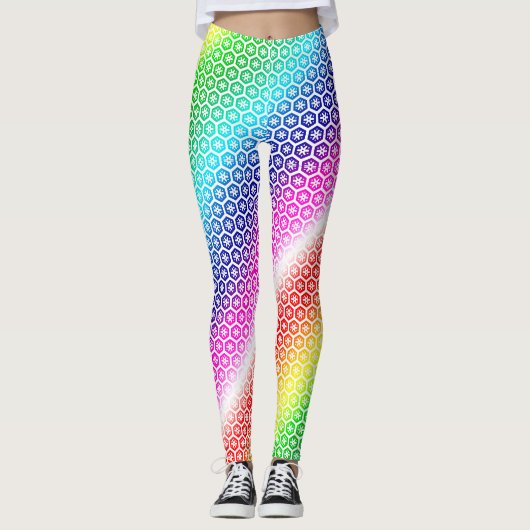 Leggings Légendes - Couleurs arc-en-ciel en graphisme blanc (Devant)