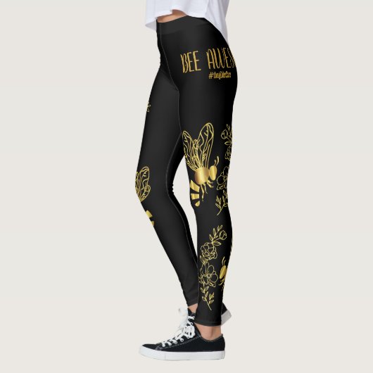 Leggings Légendes d'abeille noire et d'or superbes  (Gauche)