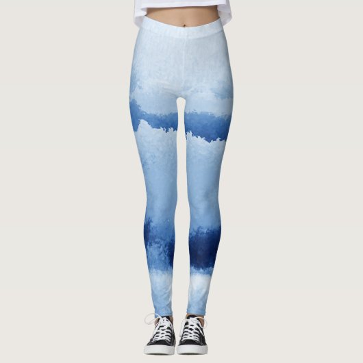 Leggings Légendes d'aquarelle bleue (Devant)