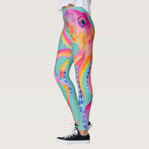 Leggings Légendes d'aquarelle de pieuvre Turquoise moyenne