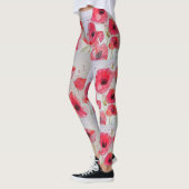 Leggings Légendes d'aquarelle florale de pavot rouge (Gauche)