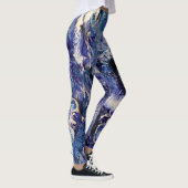 Leggings Légendes d'art Abstrait funky - Bleu et blanc (Droite)