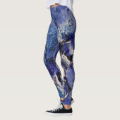 Leggings Légendes d'art Abstrait funky - Bleu et blanc (Gauche)
