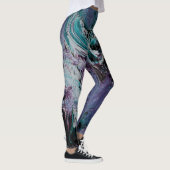Leggings Légendes d'art Abstrait funky - violet et vert (Droite)