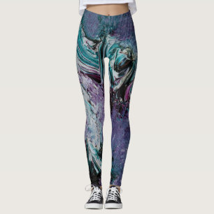 Leggings Légendes d'art Abstrait funky - violet et vert