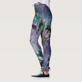 Leggings Légendes d'art Abstrait funky - violet et vert (Gauche)