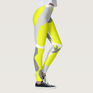 Leggings Légendes d'art Abstraites peintes en gris jaune pa