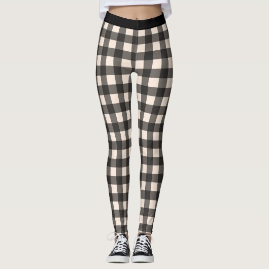 Leggings Légendes de Buffalo Plaid de Black and Cream Check (Devant)