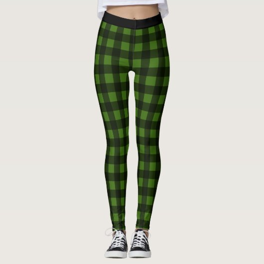 Leggings Légendes de Buffalo Plaid de Black and Green Check (Devant)