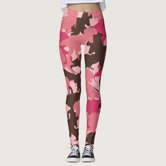Leggings Légendes de camouflage de dinosaures roses (Devant)
