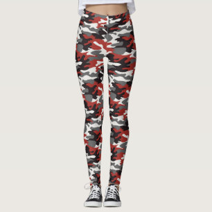 Leggings Légendes de camouflage gris, rouge, noir et blanc