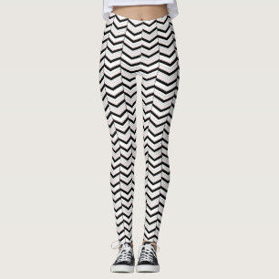 Leggings Légendes de Chevron noir blanc et blanc