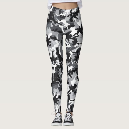 Leggings Légendes de conception Camo noir et blanc (Devant)