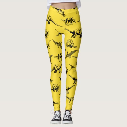 Leggings Légendes de dinosaures jaunes (Devant)