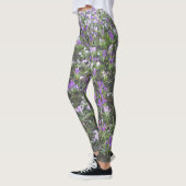 Leggings Légendes de fleurs de Crocus pourpres et blanches (Gauche)