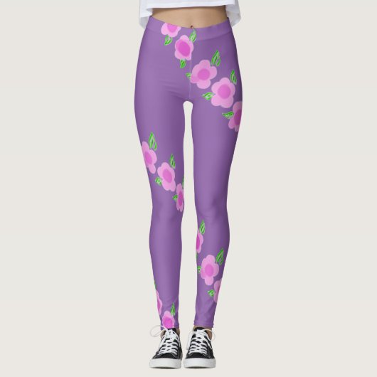 Leggings Légendes de fleurs roses mignonnes (Devant)
