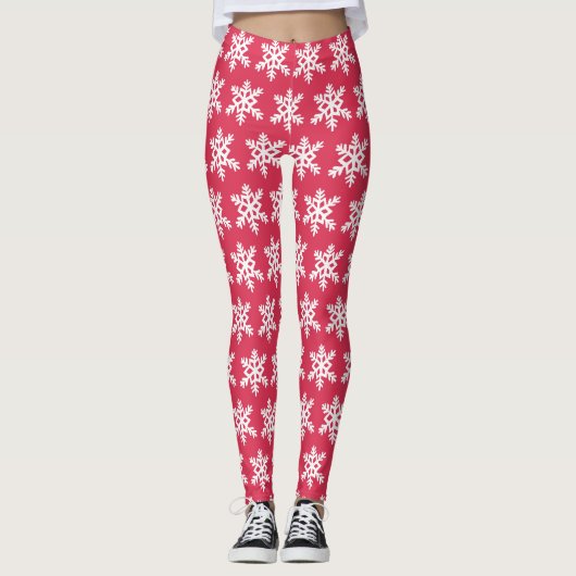 Leggings Légendes de flocon de neige rouge (Devant)