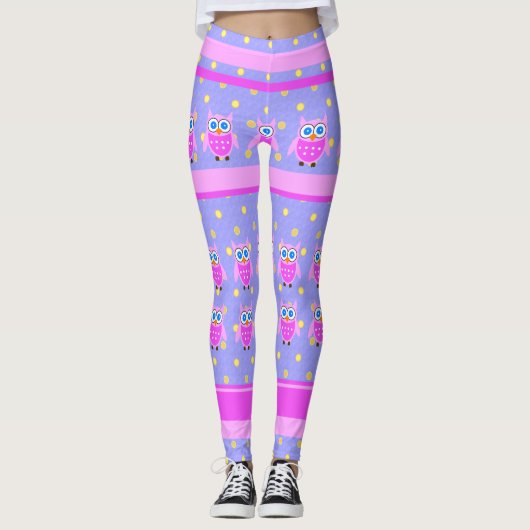 Leggings Légendes de hibou rose mignonne (Devant)