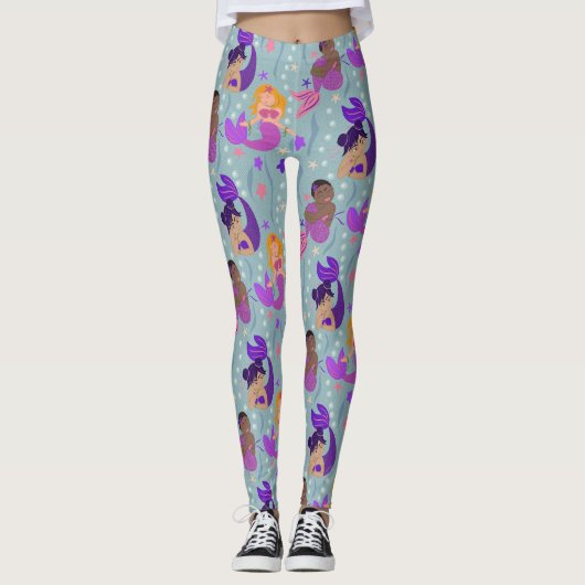 Leggings Légendes de la diversité des sirènes - rose, pourp (Devant)
