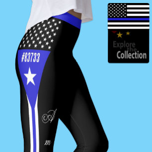 Leggings Légendes de la Ligne Bleue Mince, personnalisées, 