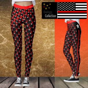 Leggings Légendes de la ligne rouge mince, mode drapeau, Am