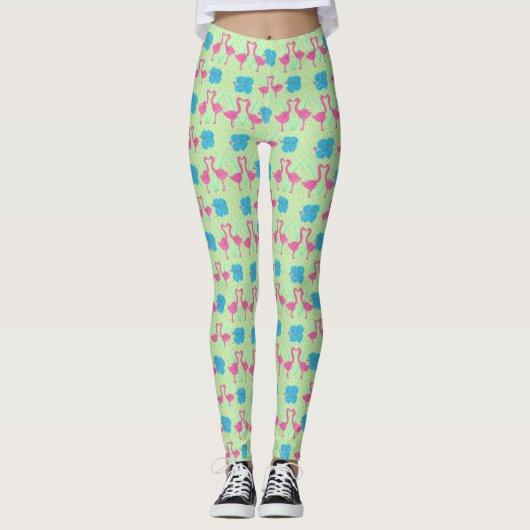 Leggings Légendes de motifs de flamants tropicaux (Devant)