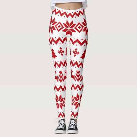Leggings Légendes de Noël rouge moche (Devant)