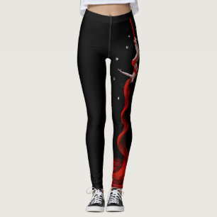 Leggings Légendes de soie noire et rouge, Aérialiste, Légen
