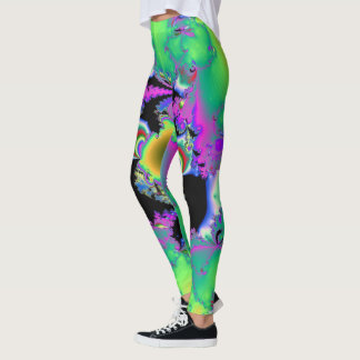 Leggings Légendes de style abstrait fractal. Couleurs folle
