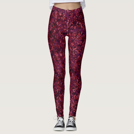 Leggings Légendes de velours brulé rouge (Devant)