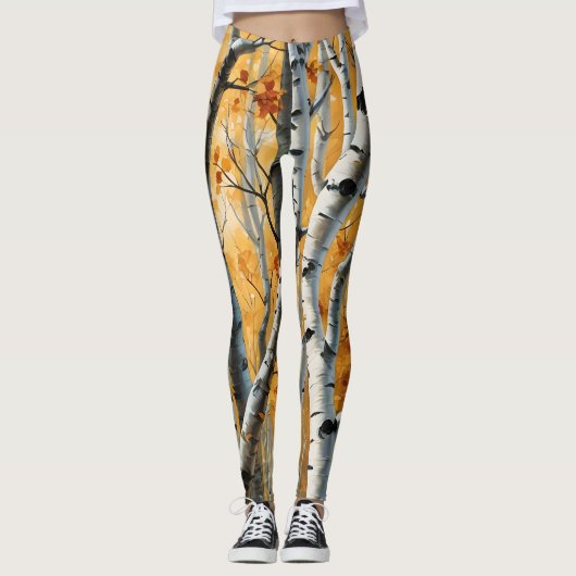 Leggings Légendes des bouleaux d'automne (Devant)