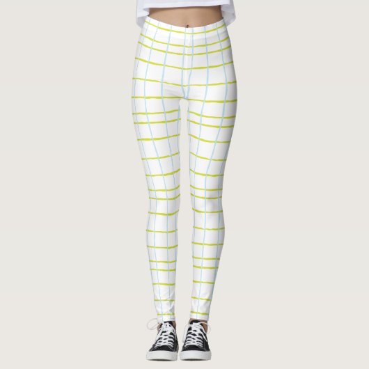 Leggings Légendes Design Plaid bleu/vert (Devant)