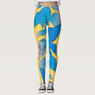 Leggings Légendes d'été Feuilles bleu-vert