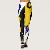 Leggings Légendes d'impression Abstraites bleues et jaunes (Dos)