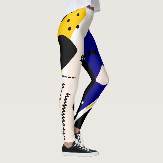 Leggings Légendes d'impression Abstraites bleues et jaunes (Droite)