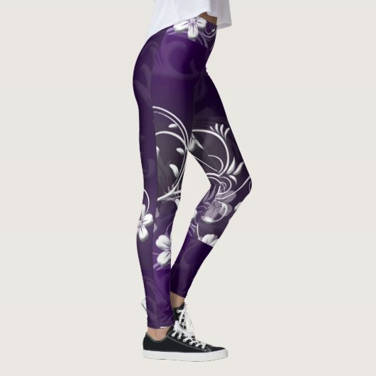 Leggings Légendes d'impression de fleurs mauves Conception  (Droite)