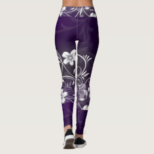 Leggings Légendes d'impression de fleurs mauves Conception
