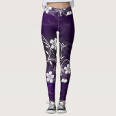 Leggings Légendes d'impression de fleurs mauves Conception  (Devant)