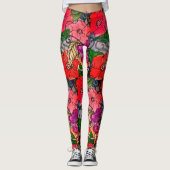 Leggings Légendes d'impression de fleurs pour femmes (Devant)