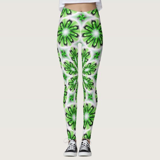 Leggings Légendes élégantes avec design vert blanc (Devant)