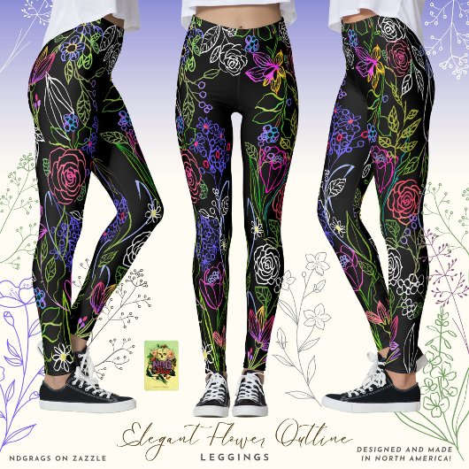 Leggings Légendes élégantes en contour de fleur